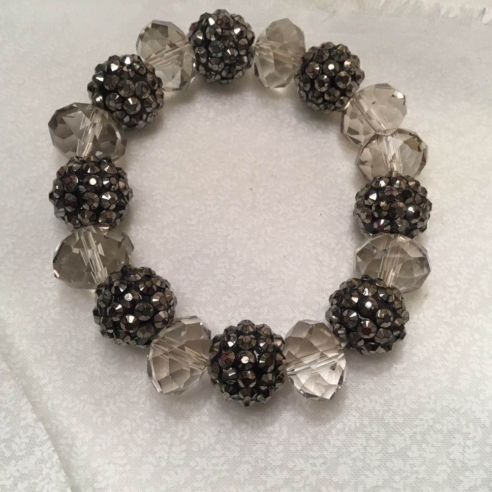 Faceted Acrylic Crystal and Caviar Beads Bracelet